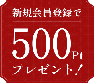 新規会員登録で500ポイントプレゼント